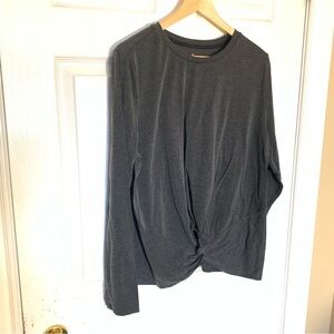Shambhala Slate Gray Twist Front Long Sleeve Top XXL